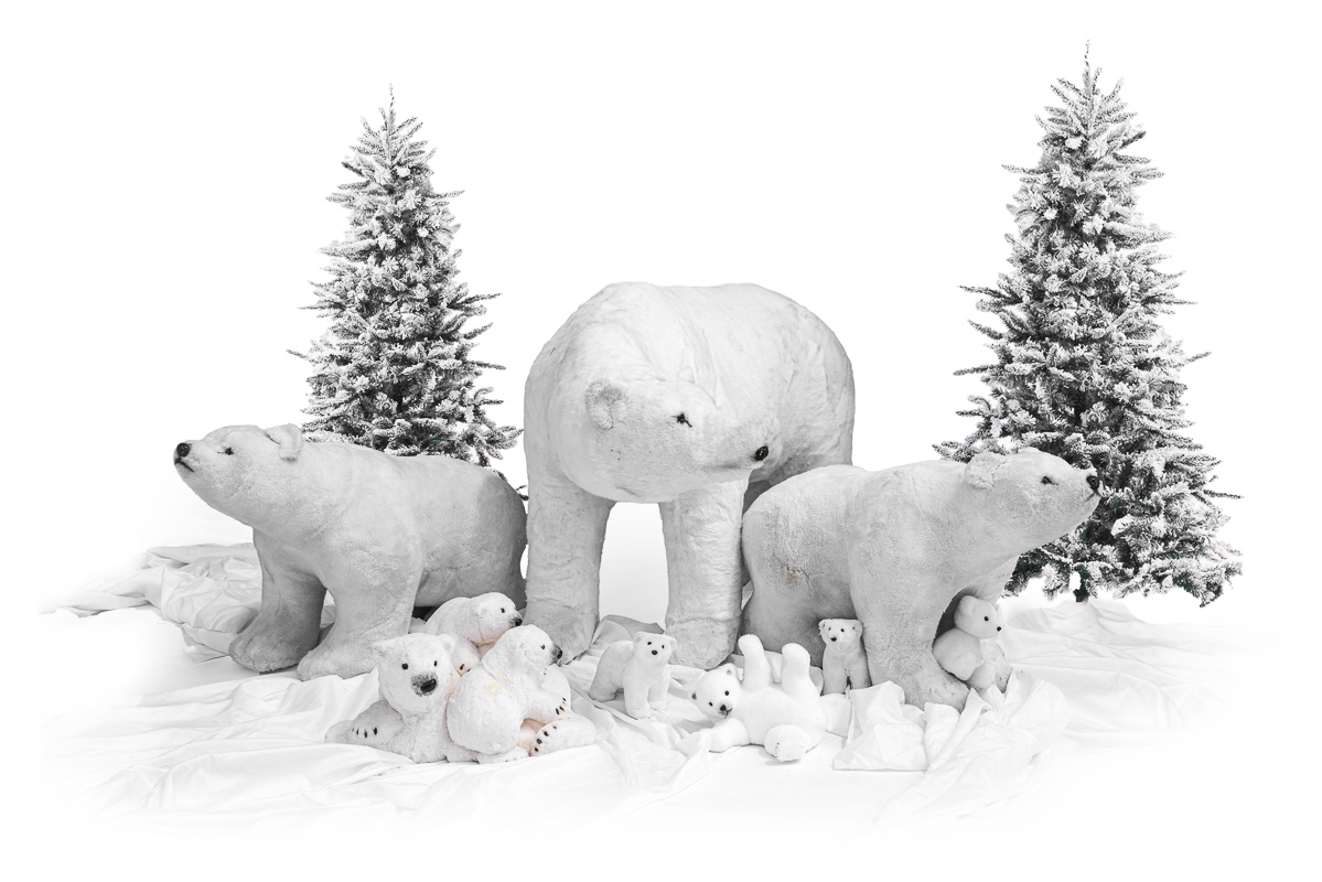 Décoration de Noel pour créer des univers féerique avec ours polaire et sapins enneigés